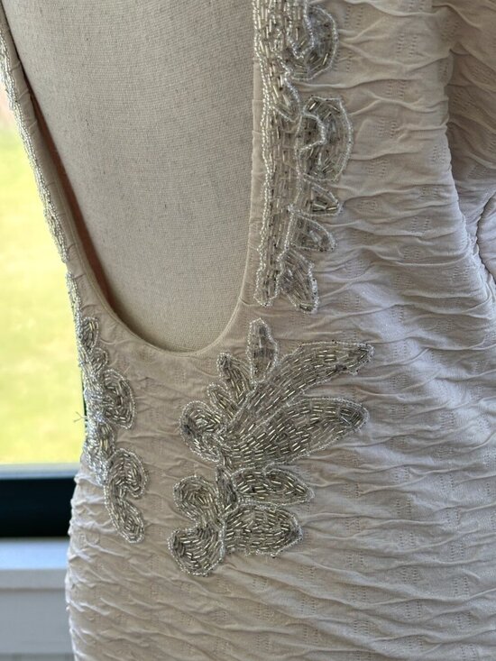 Free People Dresses & Skirts - Free People Beaded Open Back Dress Blush Ivory Size Medium Like New